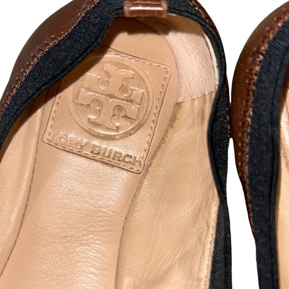 Tory Burch Caroline Brown & Black Leather Ballet Flats - 6.5 - Picture 15 of 16